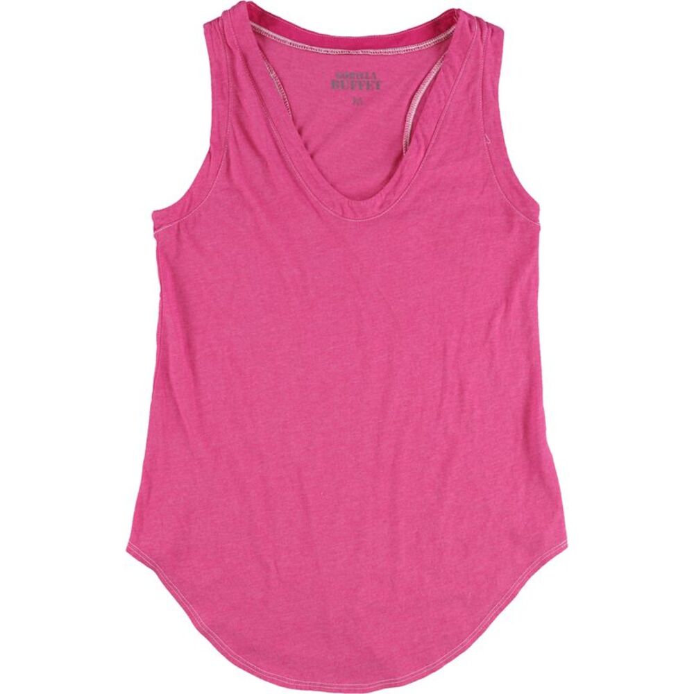 Gorilla Buffet Womens Two Tone Rounded Hem Racerback Tank Top, Pink, M, DM